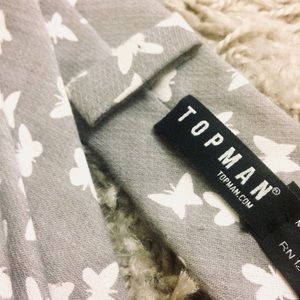 Topman - Grey Butterfly Print Tie